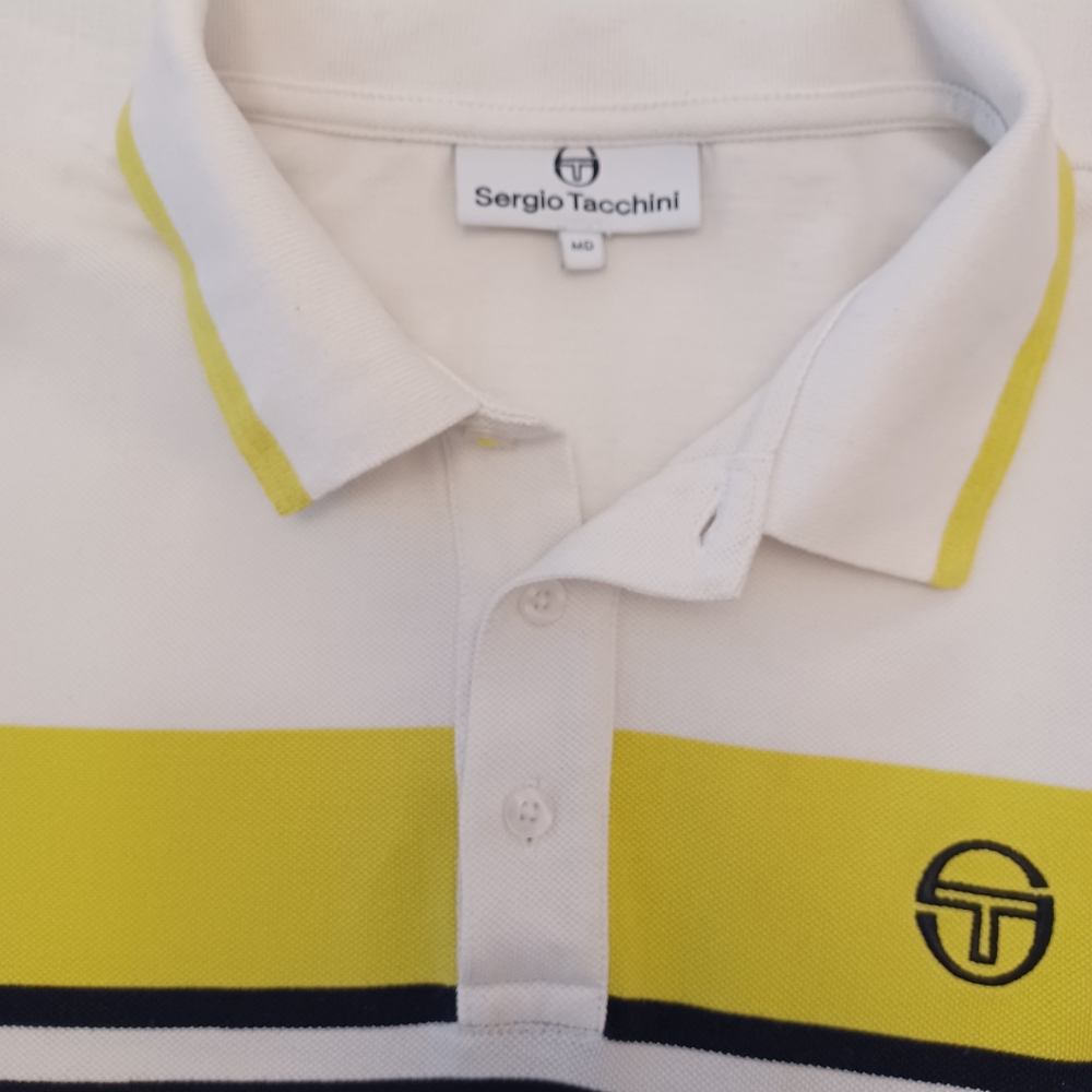 Sergio Tacchini Colorblock Polo in Navy, White & Yellow - Picture 4 of 5
